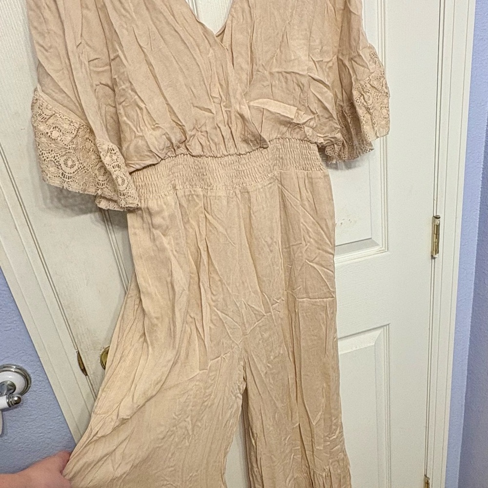 BNWT tan wide leg jumpsuit